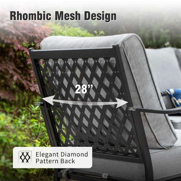 PHI VILLA Seat 5-Piece Metal Steel Outdoor Patio Conversation