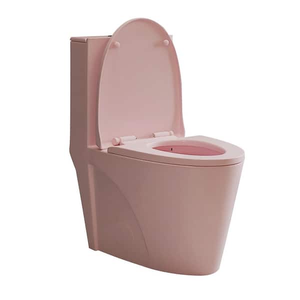 Bina 12 in. Rough in 1-Piece 1.1 GPF/1.6 GPF Dual Flush Elongated Toilet in Pink Seat Included (Adjustable GPF)