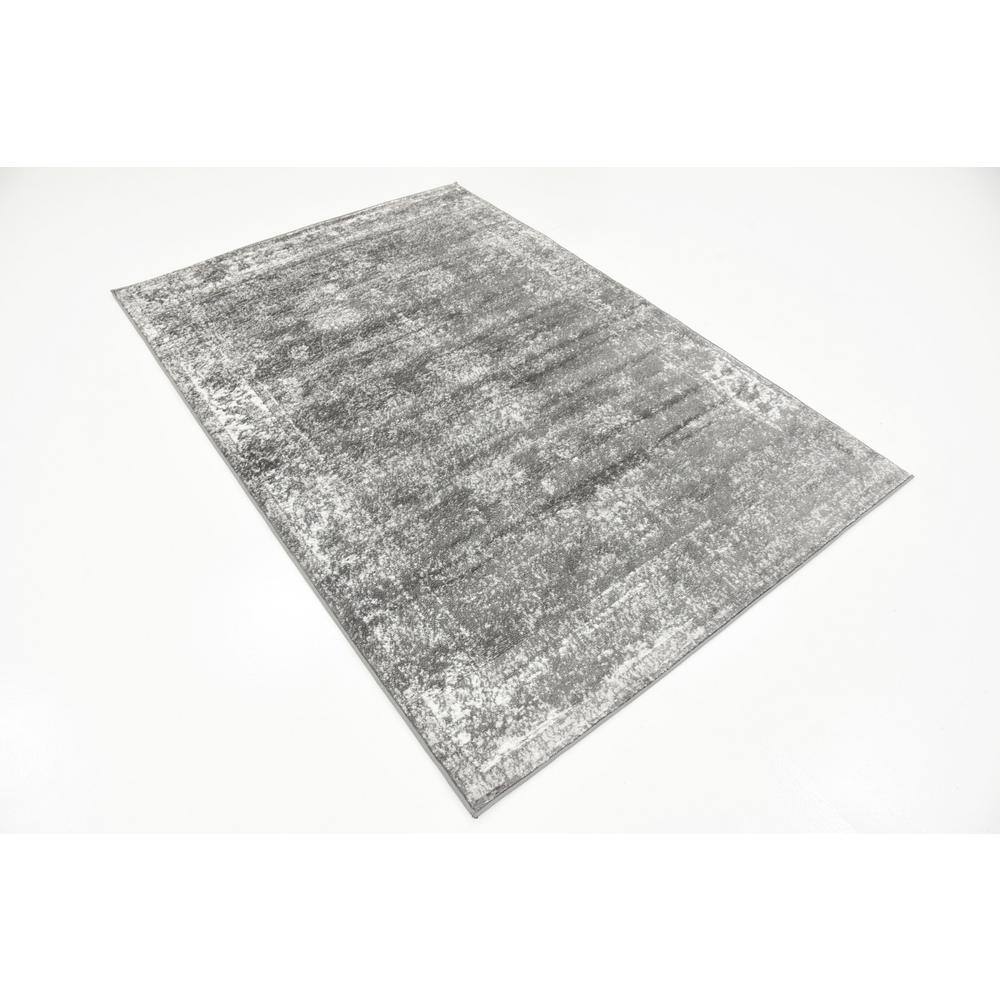 Dark Gray Floral Motif Synthetic Area Rug