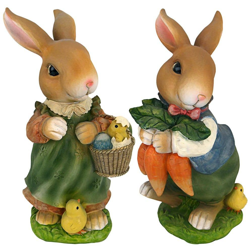 Design Toscano Bunny Hop Lane Mother and Father Rabbit Statue Set (2 ...