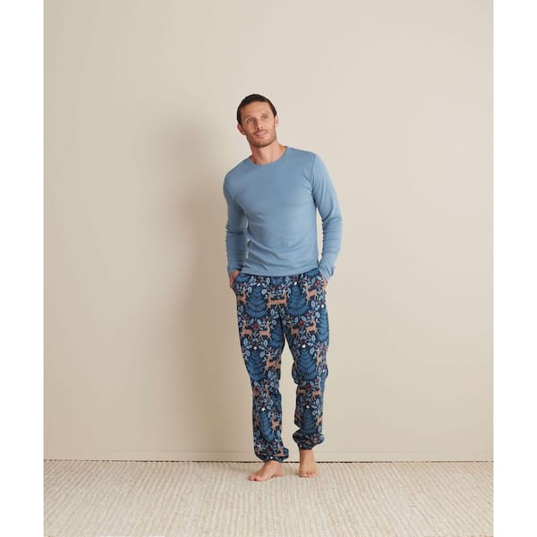 Company Cotton Family Flannel Sleep And Access Men's Extra Large Navy Multi Pajama Set