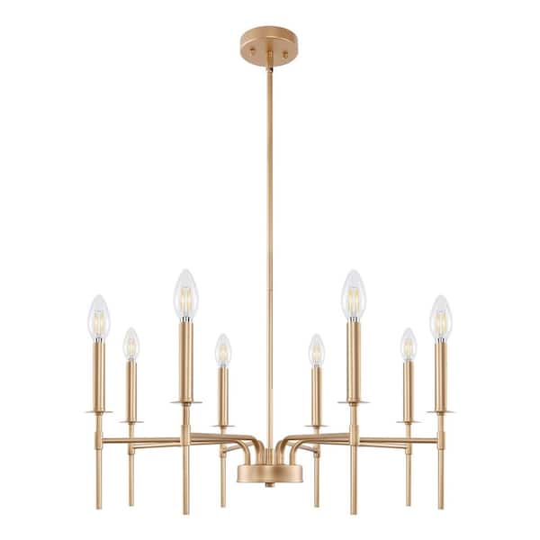 Emeritpro 8-Light Gold Metal Chandelier with E12 Socket, No Bulbs Included, for Dining Room, Living Room, or Entryway