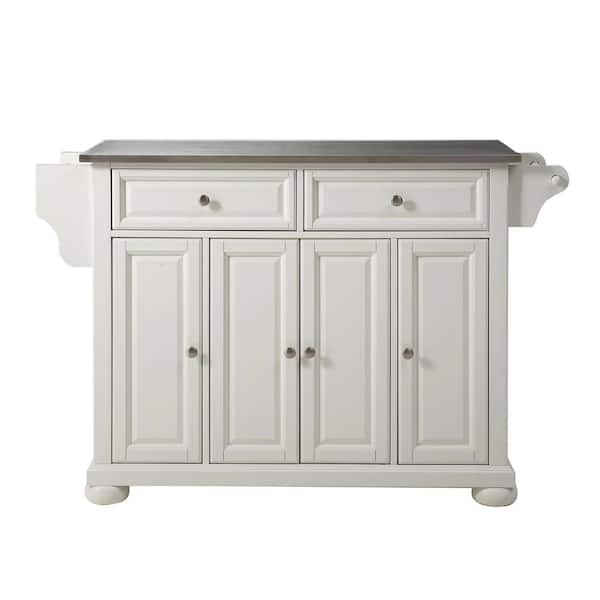 CROSLEY FURNITURE Alexandria White Kitchen Island with Stainless Steel Top