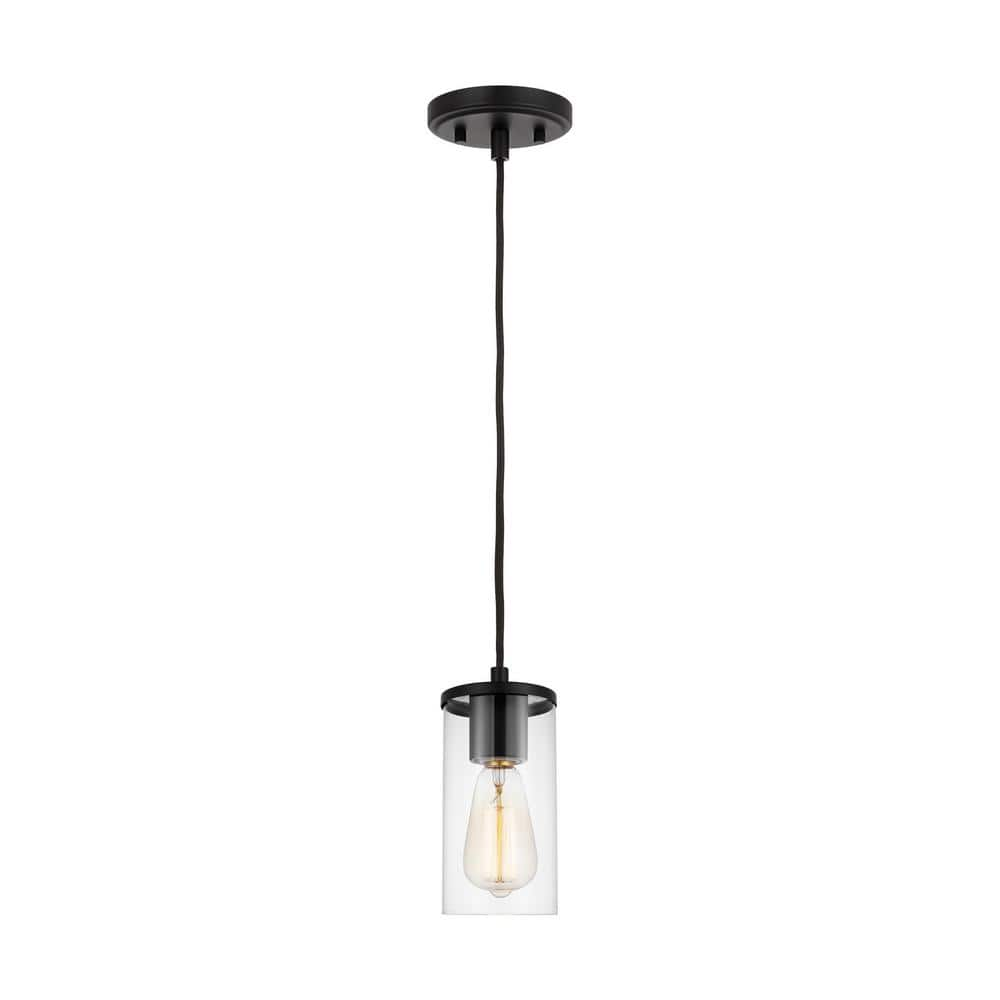 Generation Lighting Zire 1-Light Midnight Black Hanging Shaded Mini ...