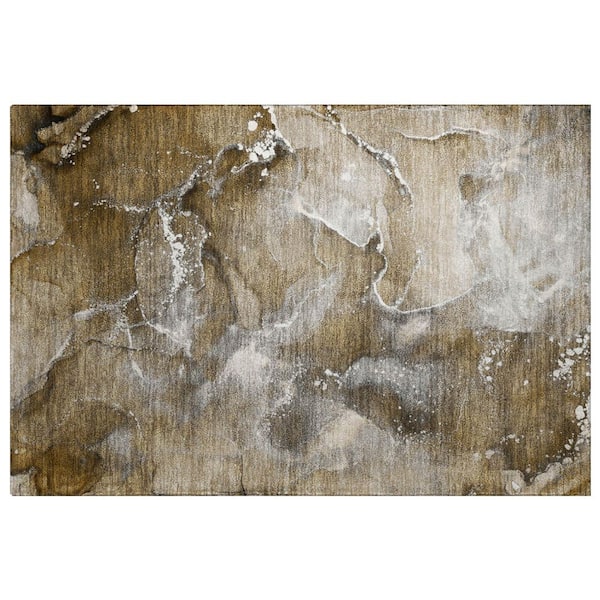 Dream Shag Premium Machine Washable Abstract ADS518 Brown 2 ft. x 3 ft. Accent Rug