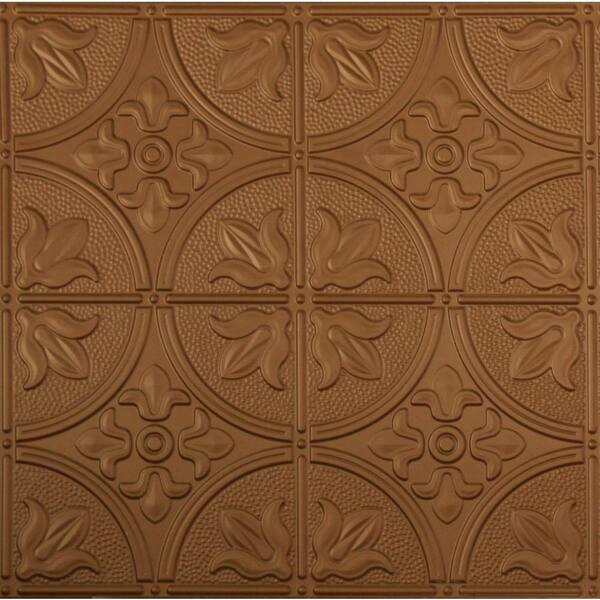 Global Specialty Products Dimensions 2 ft. x 2 ft. Aged Copper Lay-in Tin Ceiling Tile for T-Grid Systems
