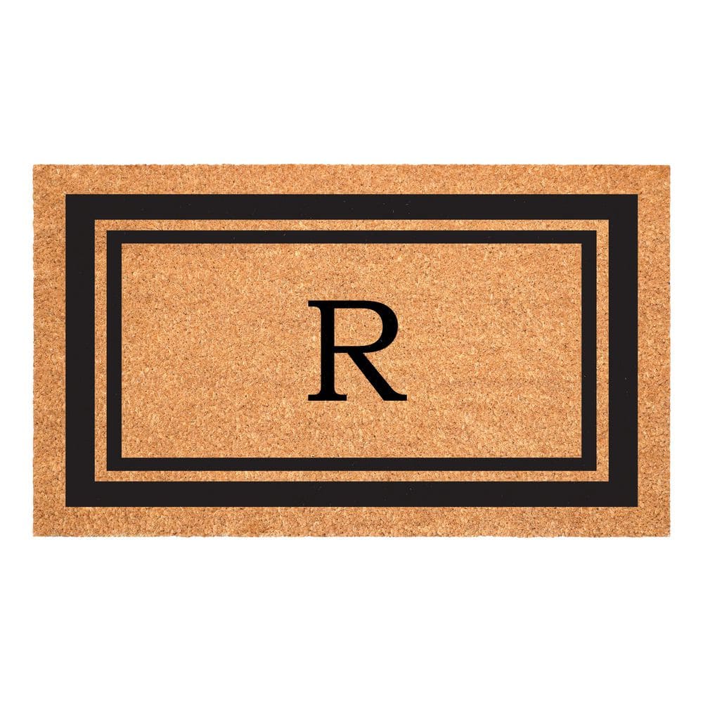 Calloway Mills Black Border Monogram Door Mat 18 in. x 30 in. (Letter R) 152961830R