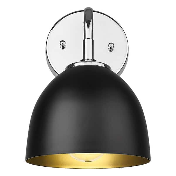 Golden Lighting Zoey 1-Light Wall Sconce in Chrome with Matte Black