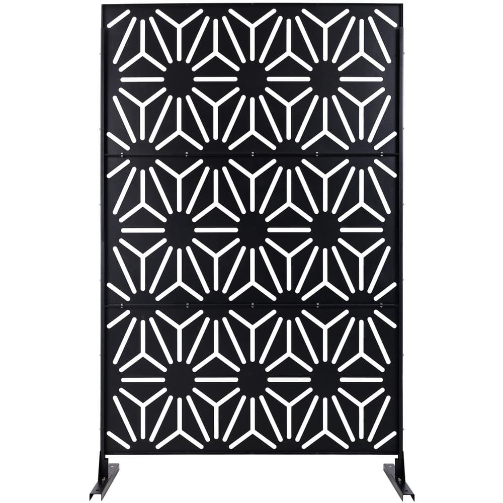 6.3 ft. x 4 ft. Black Steel Freestanding Flat Flat Top Decorative Privacy Screen Metal Fence Panel price history on PriceWatchPro