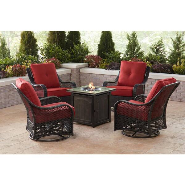 Hanover Orleans 5 Piece Steel Patio, Home Depot Gas Fire Pit Set