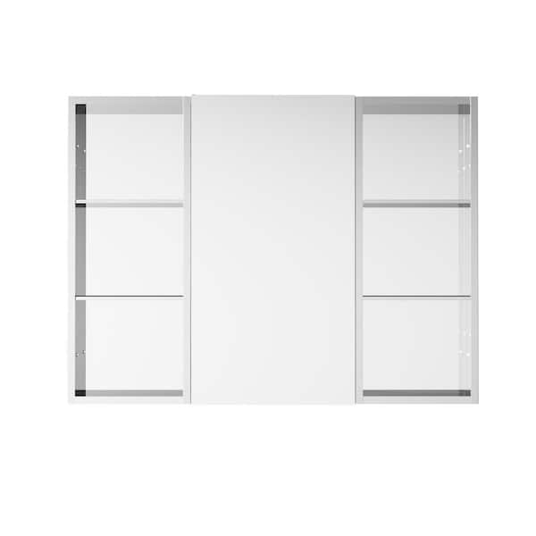 40 in. W x 30 in. H Rectangular Chrome Aluminum Medicine Cabinet with Mirror