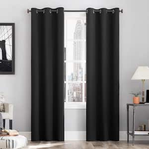 Cyrus Thermal 100% Blackout Grommet Curtain Panel in Charcoal - 40 in. W x 63 in. L