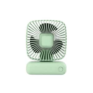 Portable Handheld USB 800 mAh Rechargeable Battery 3 in. 3 Fan Speeds Desk Fan Green Silent Operation and Long duration