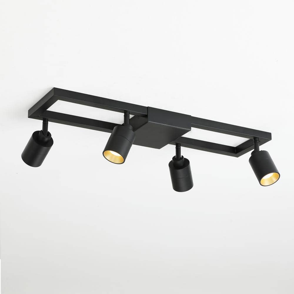 Shura Modern Black and Gold 4-Light LED Track Lighting Kit