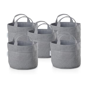 2 Gal. Steel Grey Fabric Planting Garden Grow Bags with Handles Planter Pot (5-Pack)
