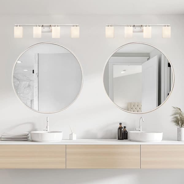 Edvivi 4-Light 32 in. Brushed Nickel Indoor Bathroom Vanity Lights