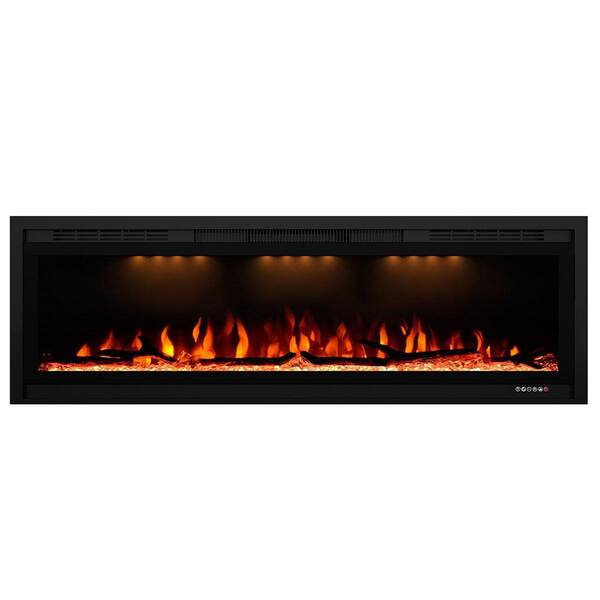 Valuxhome 50 in. 750-Watt/1500-Watt Black Wall-Mount and Recessed Electric  Fireplace with LED Light BI50-HD - The Home Depot