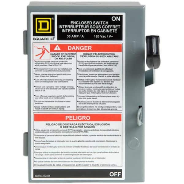Square D 30 Amp 120-Volt Single-Pole Fused Indoor Light Duty Safety Switch