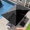Pellebant Double Top 9 ft. x 11.5 ft. Aluminum 360° Rotation Offset Cantilever Patio Umbrella in Black with 350 lbs. Wheeled Base PBPU058BLKUB008