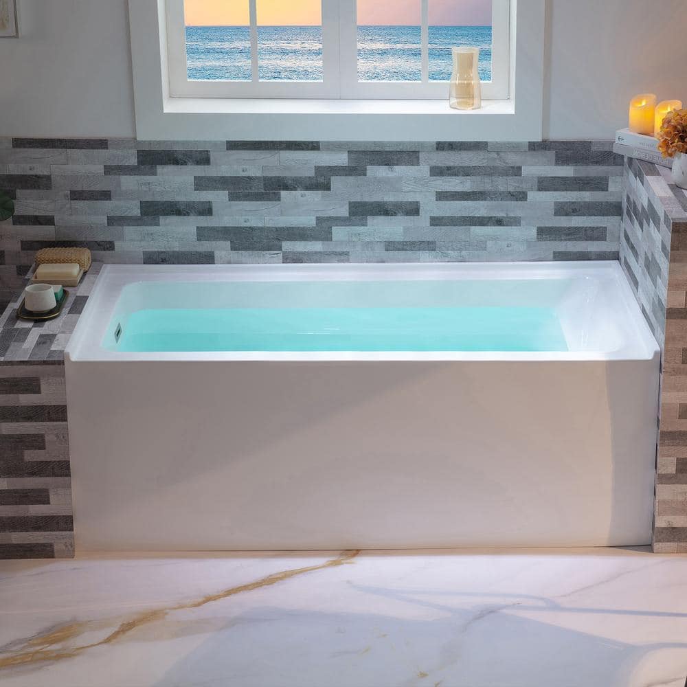 Vine 60'' White Acrylic Alcove Soaking Bathtub