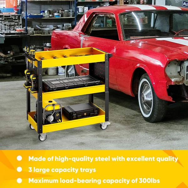 LITEKON 29 in. 300 lbs. Tool Storage Tool Cart on Wheels Yellow