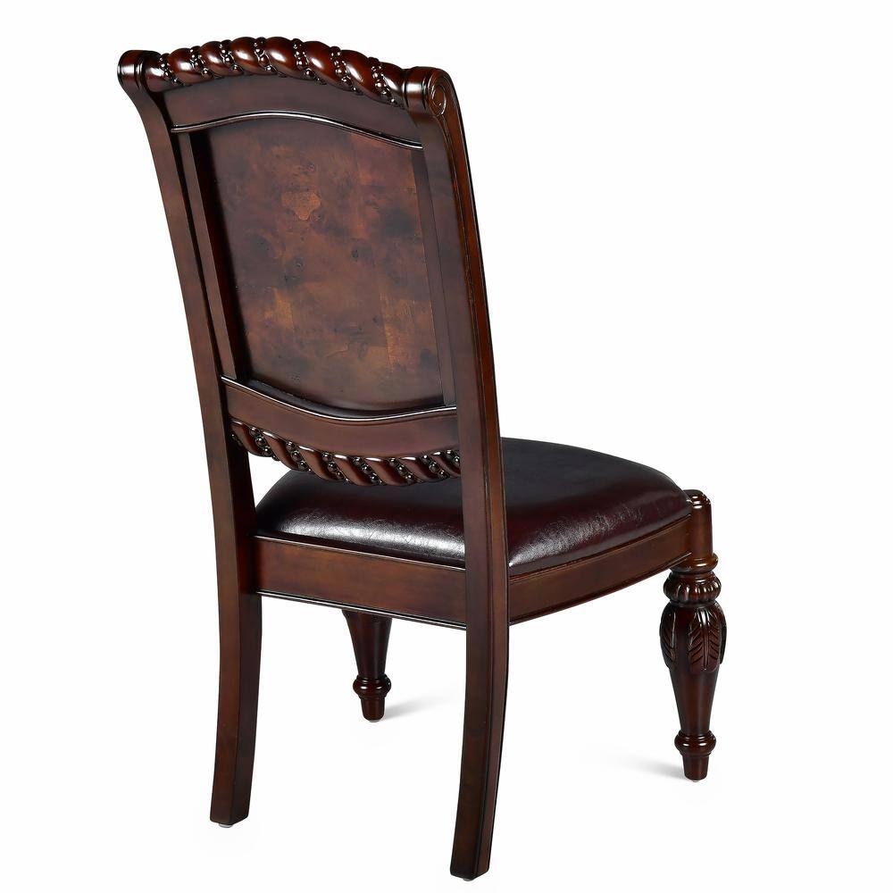 Antoinette Brown Leather Upholstered Traditional Side Chair