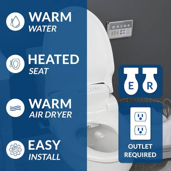 BB-1000 Supreme Electric Bidet Seat for Elongated Toilets in White