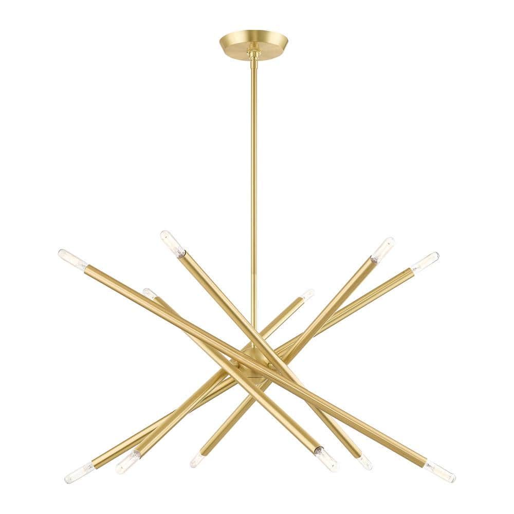 Satin Brass Sputnik 12-Light Chandelier with Adjustable Stems