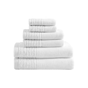 Sculpted Pleat Solid 3-Piece White Cotton Towel Set