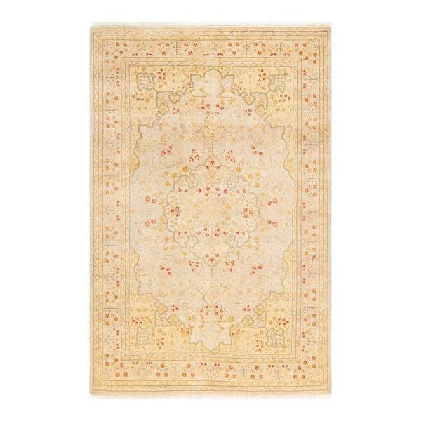 Mogul Ivory 4 ft. x 6 ft. Oriental Wool Indoor Area Rug