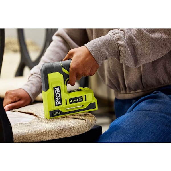 RYOBI - USB Lithium Cordless Craft 4-in-1 Stapler/Nailer Kit with 3.0 Ah Battery and Charging Cable