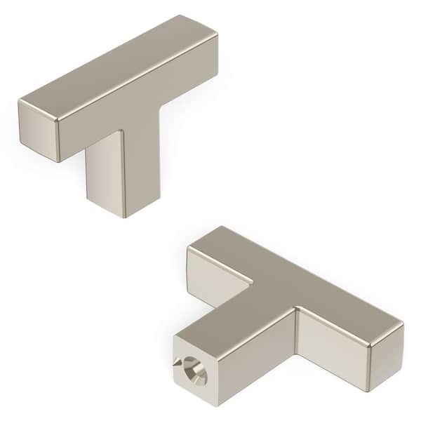HICKORY HARDWARE Skylight Collection T-Knob 1-5/8 in. x 3/8 in. Polished Nickel Finish Modern Zinc Cabinet Knob (1-Pack)