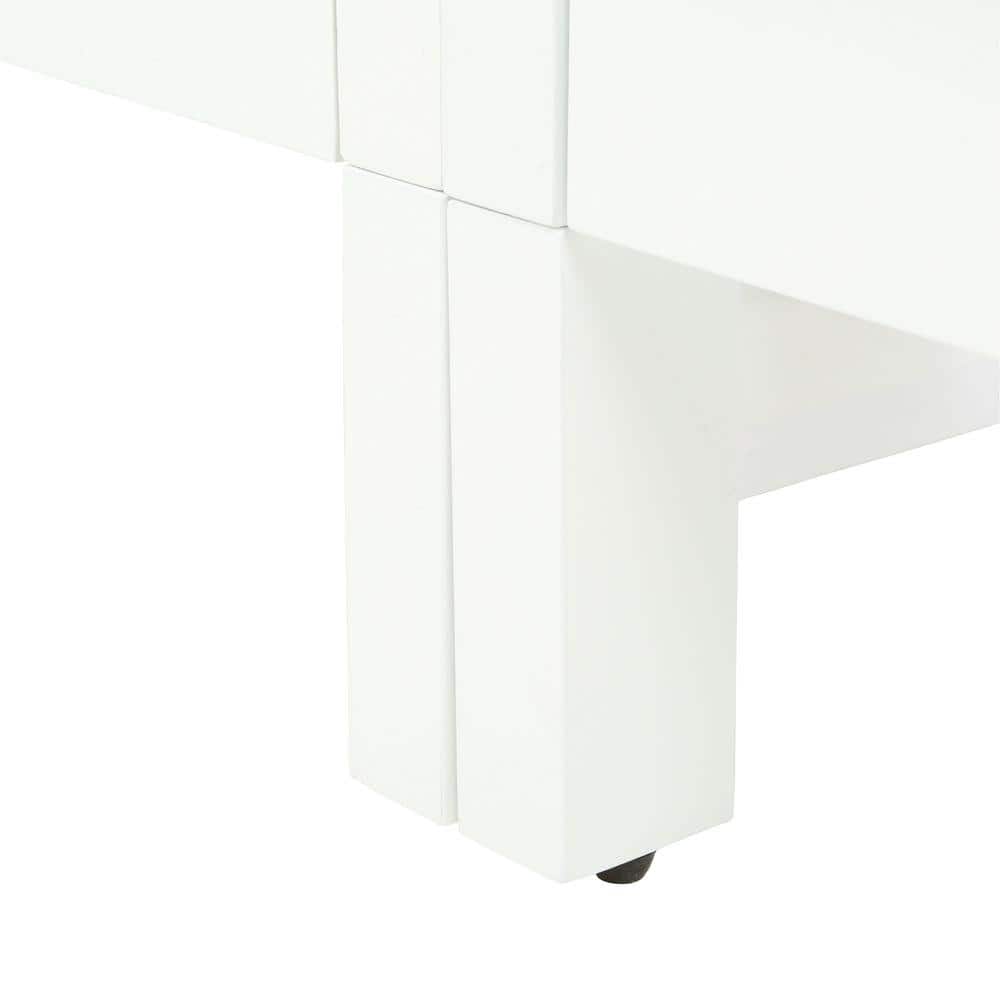 White Engineered Wood Freestanding Vanity Set with Mirror and Ceramic Sink