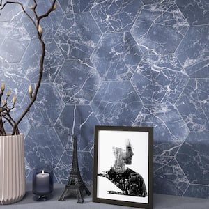 Elegance Blue Hexagon 7.87 in. x 9.45 in. Matte Porcelain Floor and Wall Tile (9.9 sq. ft./Case)