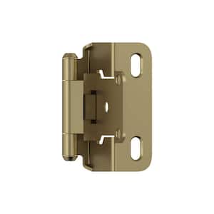 Golden Champagne 1/2 in (13 mm) Overlay Self Closing, Partial Wrap Cabinet Hinge (2-Pack)