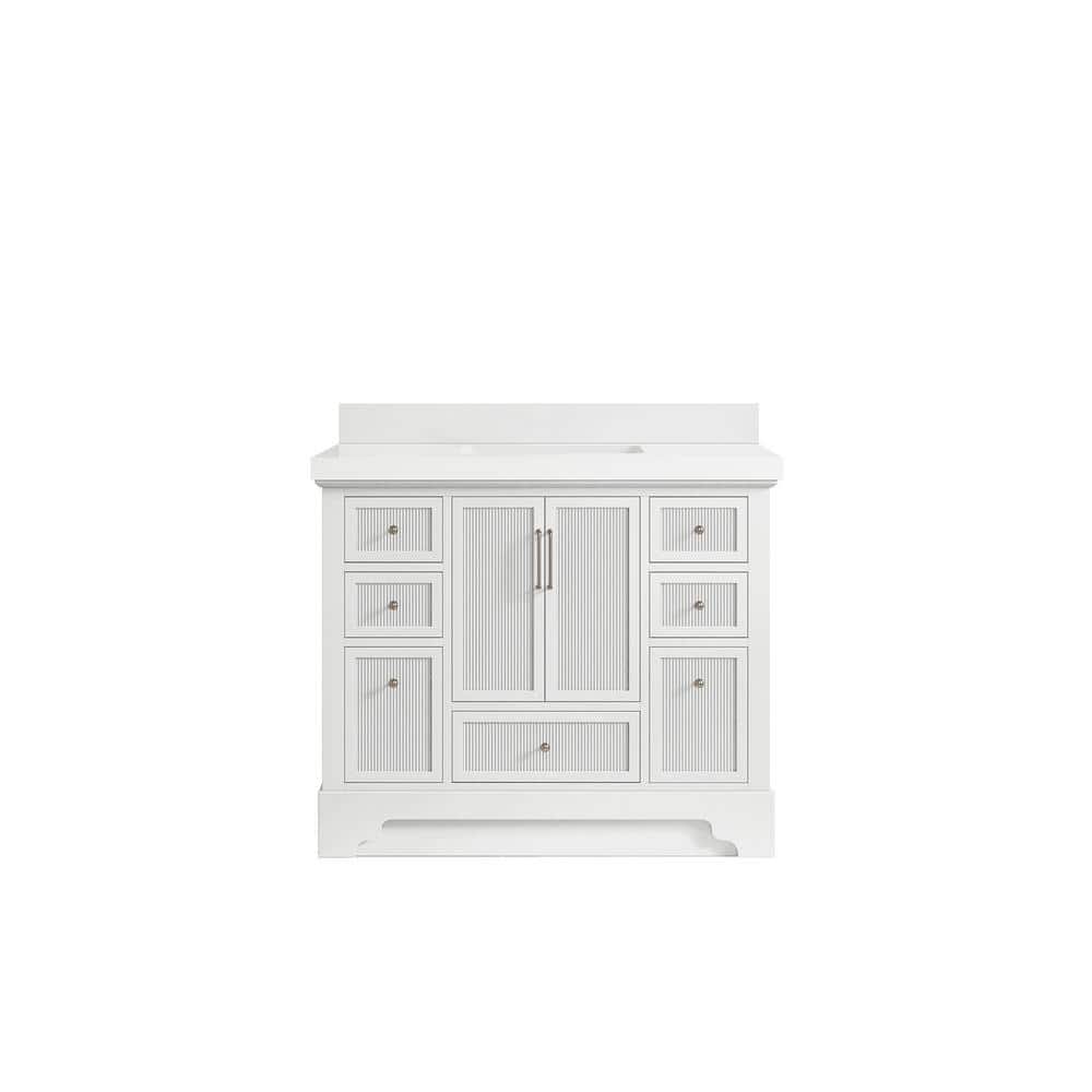 Alys 42 in. W x 22 in. D x 36 in. H Single Sink Bath Vanity in White with 2 in. White Quartz Top price history on PriceWatchPro
