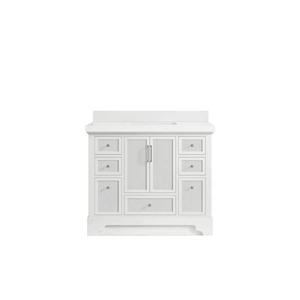 Willow Collections Alys 42 in. W x 22 in. D x 36 in. H Single Sink Bath Vanity in White with 2 in. White Quartz Top