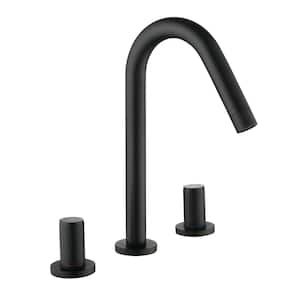 8 in. Widespread Double Handle Bathroom Faucet with Rotating Spout 3-Hole Brass Bathroom Basin Taps in Matte Black