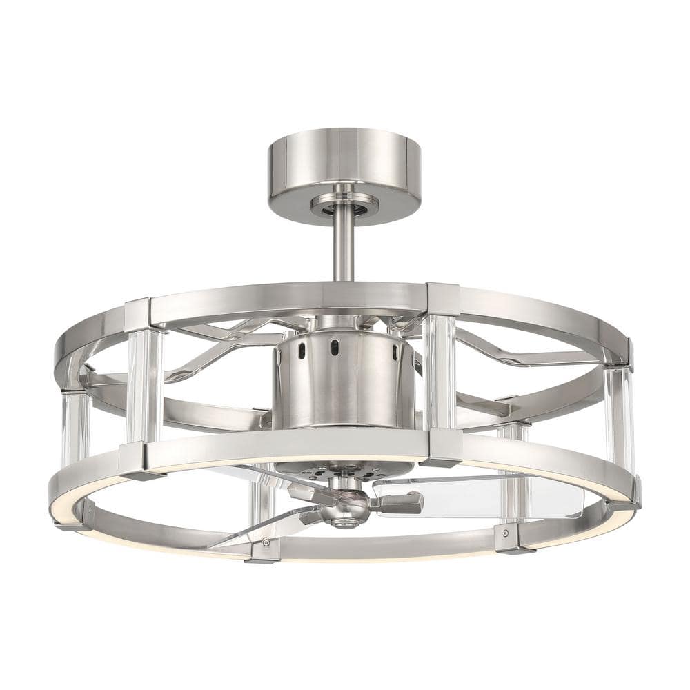 Brushed Polished Nickel 18" Ceiling Fan with LED Lights and Remote