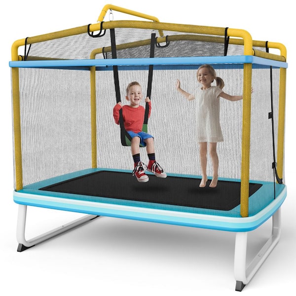 sandaler Banzai Belyse HONEY JOY 6 ft. 3-in-1 Yellow Kids Trampoline with Swing and Horizontal Bar  Outdoor Indoor Rectangle Toddler Trampoline TOPB006554 - The Home Depot