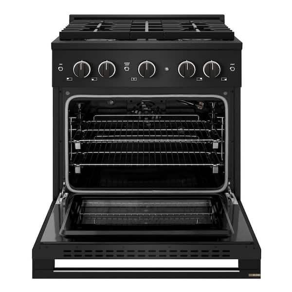 30 in. 4.2 cu. ft. Marino Freestanding Gas Range with 4 Burner Cooktop and Convection Gas Oven in Black Stainless Steel