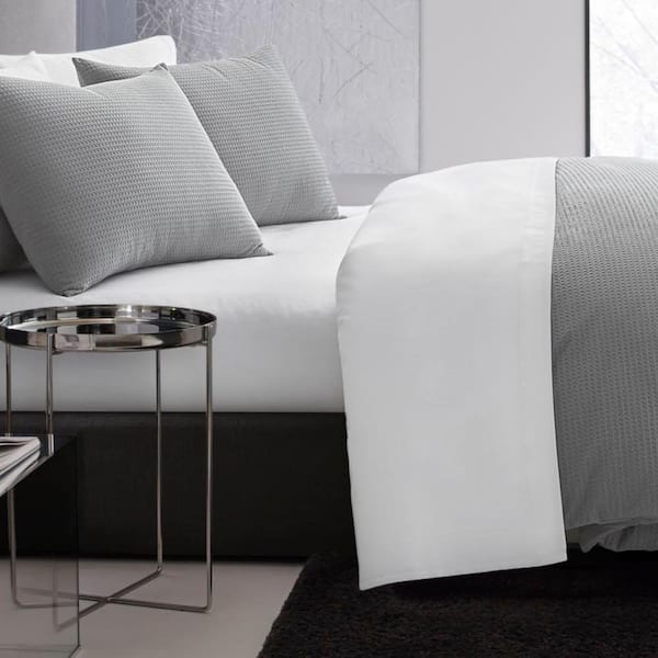 Waffle Pique 3-Piece Grey Solid Cotton King Duvet Cover Set