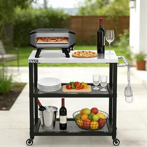 NUUK 24 in. Pizza Oven Grill Cart, Stainless Steel Prep Table with