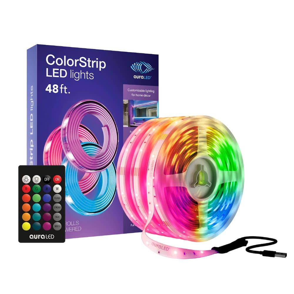 auraLED 48 ft. USB Plug-in. Dimmable Cuttable Color Changing