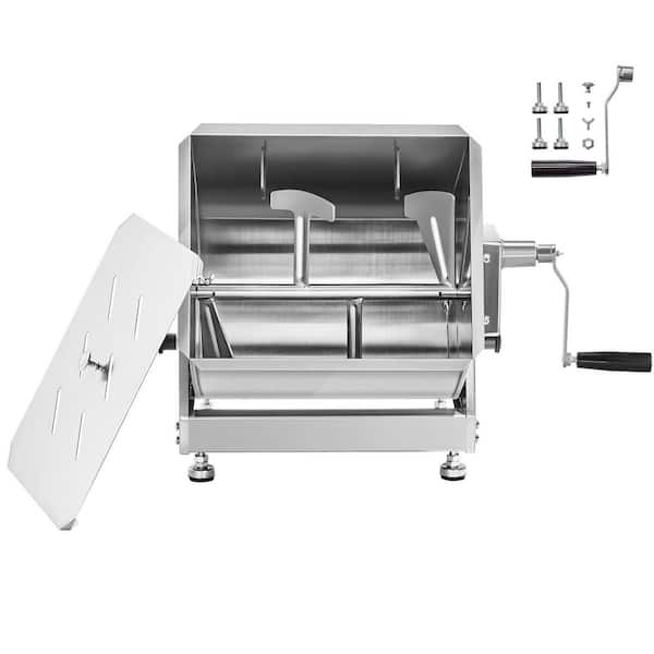 Manual Meat Mixer Tilt Tank Equipment Mixes Up to 60 lbs. of Meat Stainless Steel with Lid, Handle and Gear Reducer