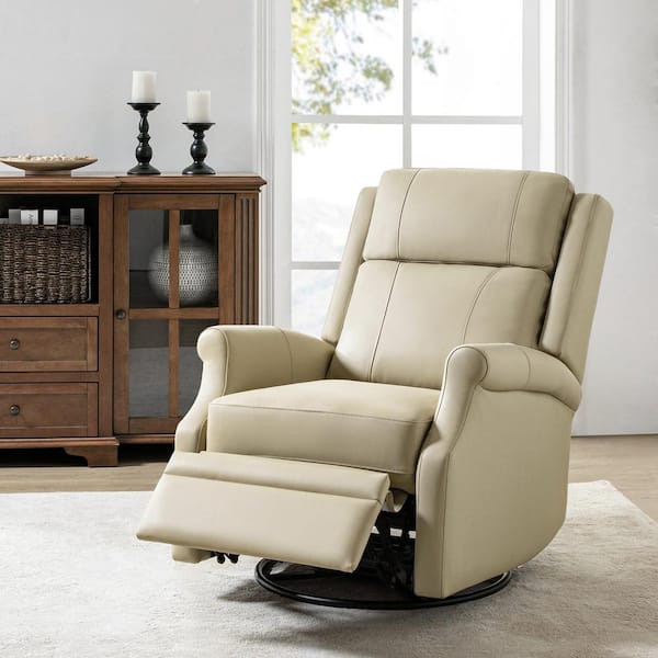 JAYDEN CREATION Samuel Beige  29.75 in. W Modern Leather Swivel Rocker Power Recliner