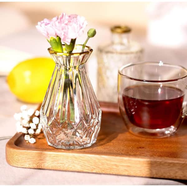 4.9 in. Premium Clear 6in Gold Glass Cylinder Bottle Decorative