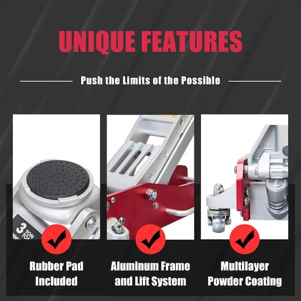 Big Red 3-Ton Low-Profile Aluminum Floor Jack with Dual Piston