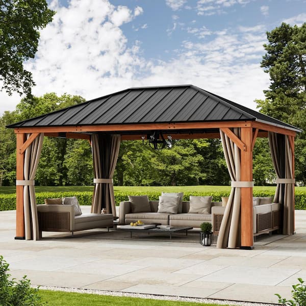 Ultra Series Wood Gazebo 12 ft. x 16 ft. Cedar Framed Wooden Gazebo with Galvanized Steel Roof