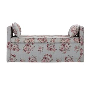 Sofie Manor Floral Bench Upholstered Linen 24.8 in. x 19.3 in. x 52.8 in.
